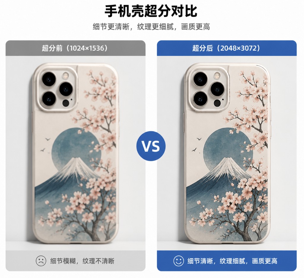 变高清：主图放大前后细节对照